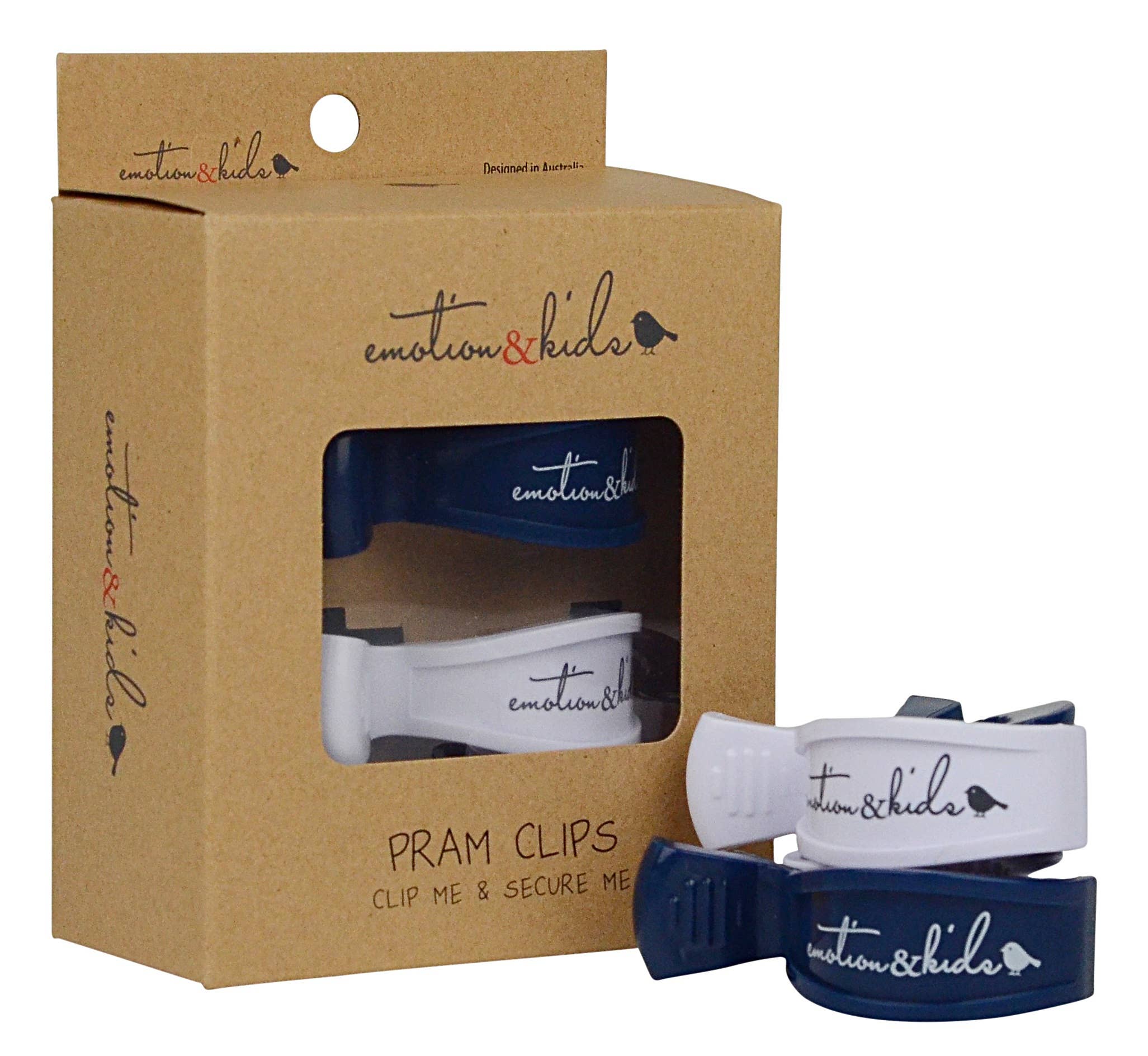 Emotion & Kids - Wholesale Clothes Clips - Navy Blue & White Pair Pram Clips  0