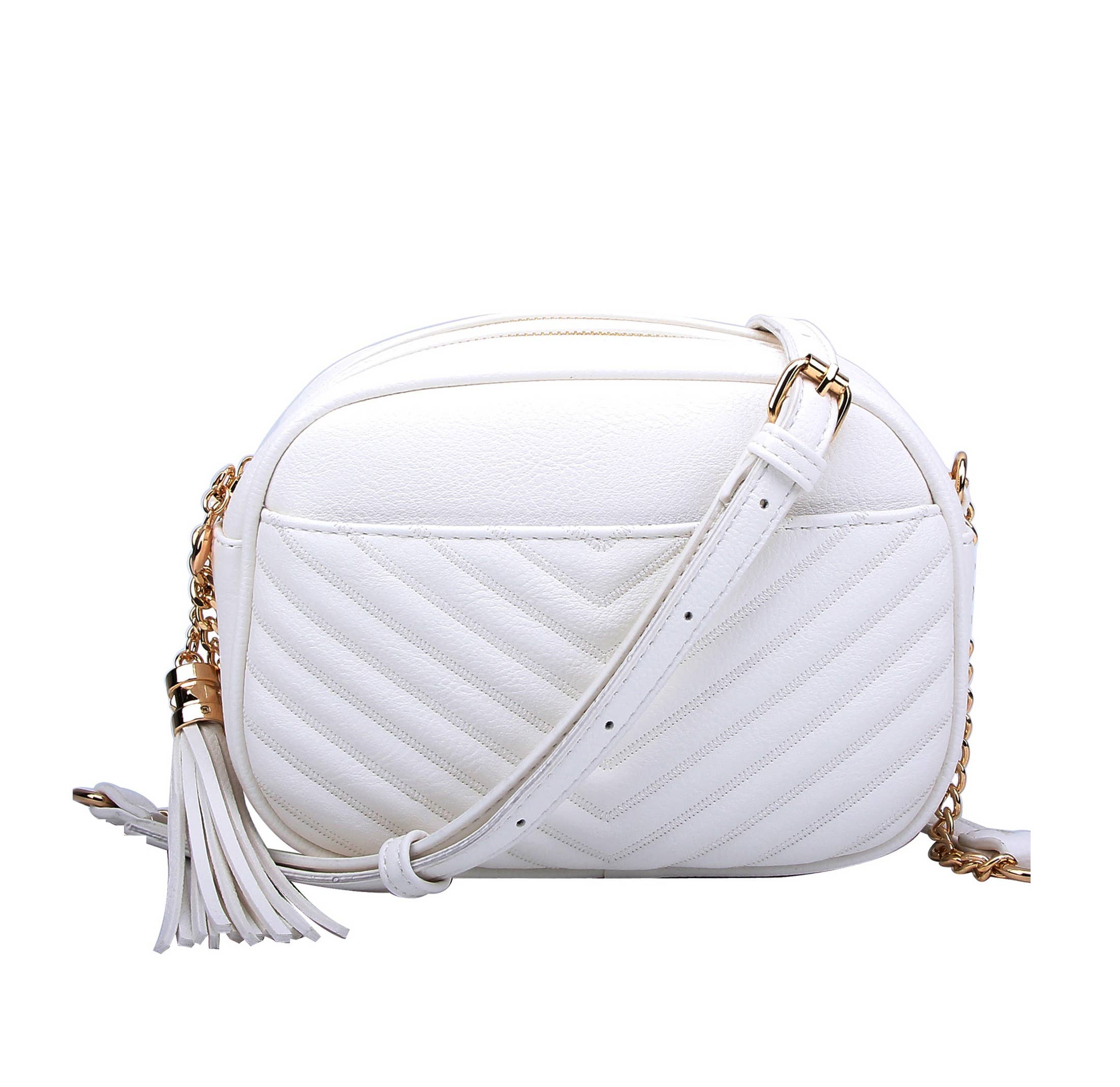 MiMi Wholesale - Vente Sac à bandoulière – femme - Sac à bandoulière Veronica à pompons cousus en V avec fermeture éclair16