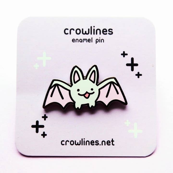 White Bat Enamel Pin for wholesale by crowlines