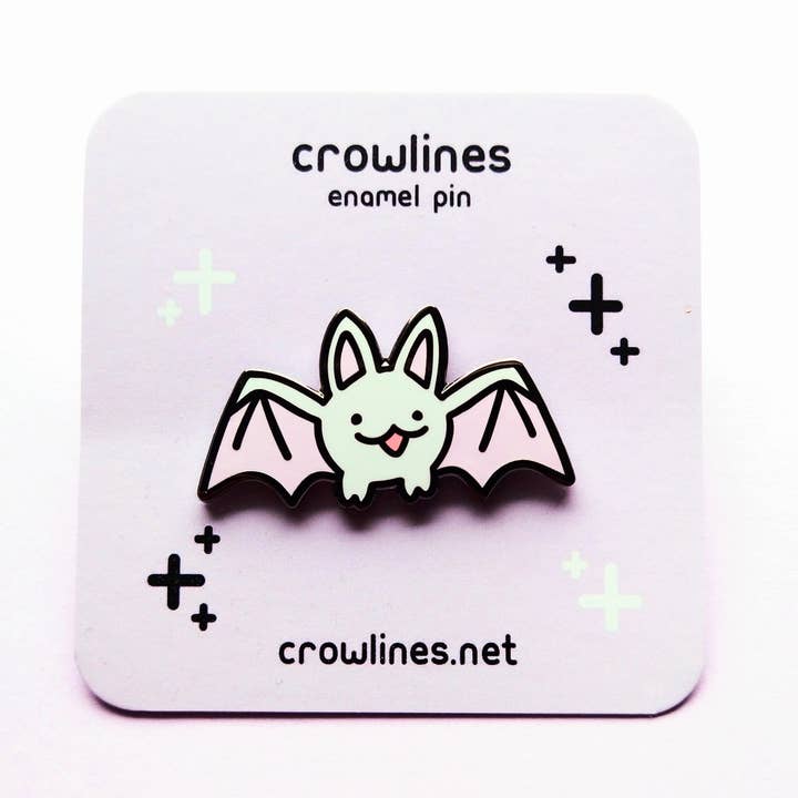 White Bat Enamel Pin for wholesale by crowlines