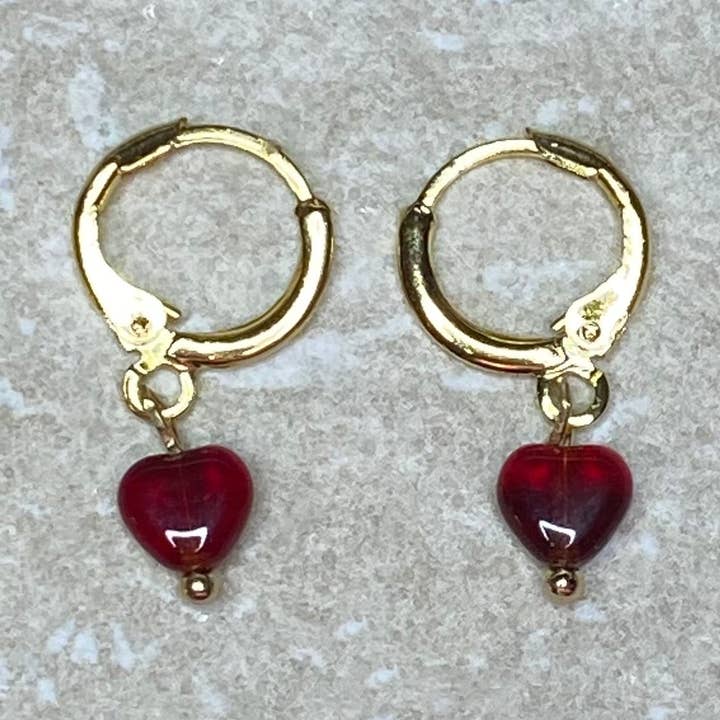 Love Collection Heart Drop Huggie Earrings for wholesale by Clarke Palmer