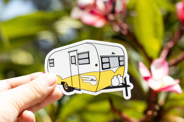 Extremely Retro - Wholesale Sticker - 1960's Yellow Aljoa Travel Trailer Sticker/Magnet7