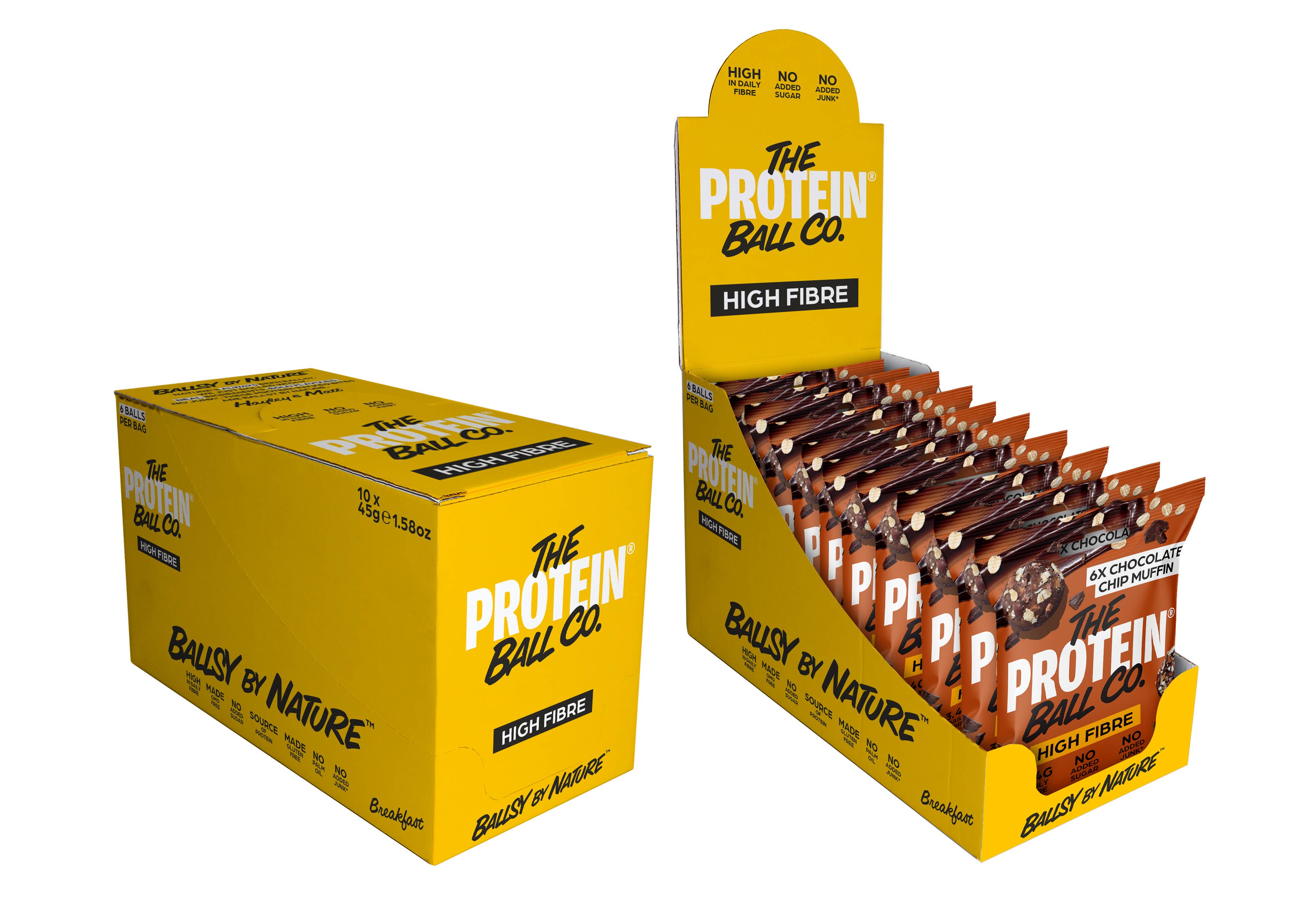 The Protein Ball Co - Wholesale Snack Bar - CHOCOLATE CHIP MUFFIN - High Fibre - Breakfast  10 x 45g2