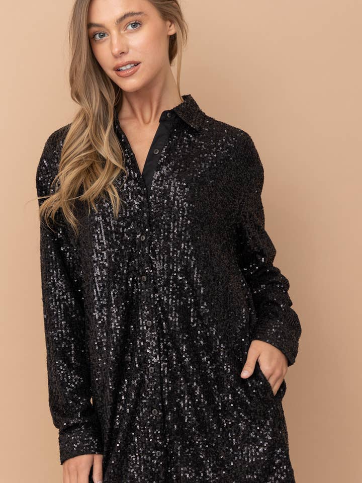 Button-Down-Kleid mit Pailletten - SD110191 für den Großhandel von STYLE RACK