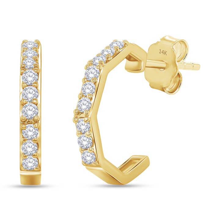 Die Jude Creolen - 14K Gold Vermeil oder Sterlingsilber mit im Labor gezüchteten Diamant-Creolen. für den Großhandel von Lolovivi Jewelry