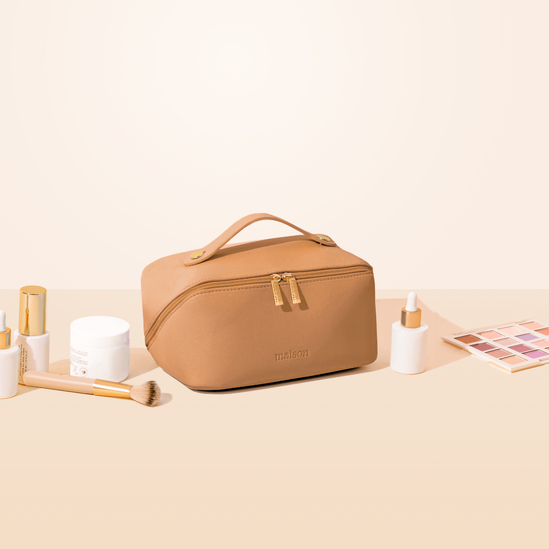 Maison Minimalist - Wholesale Makeup/Cosmetic Bag - SALY | Expandable Travel Makeup Bag20