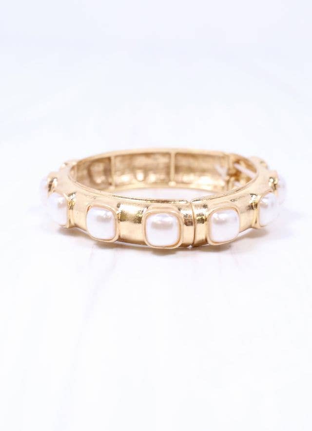 Caroline Hill - Wholesale Bangle Bracelet - Mirren Bracelet with Pearls GOLD2