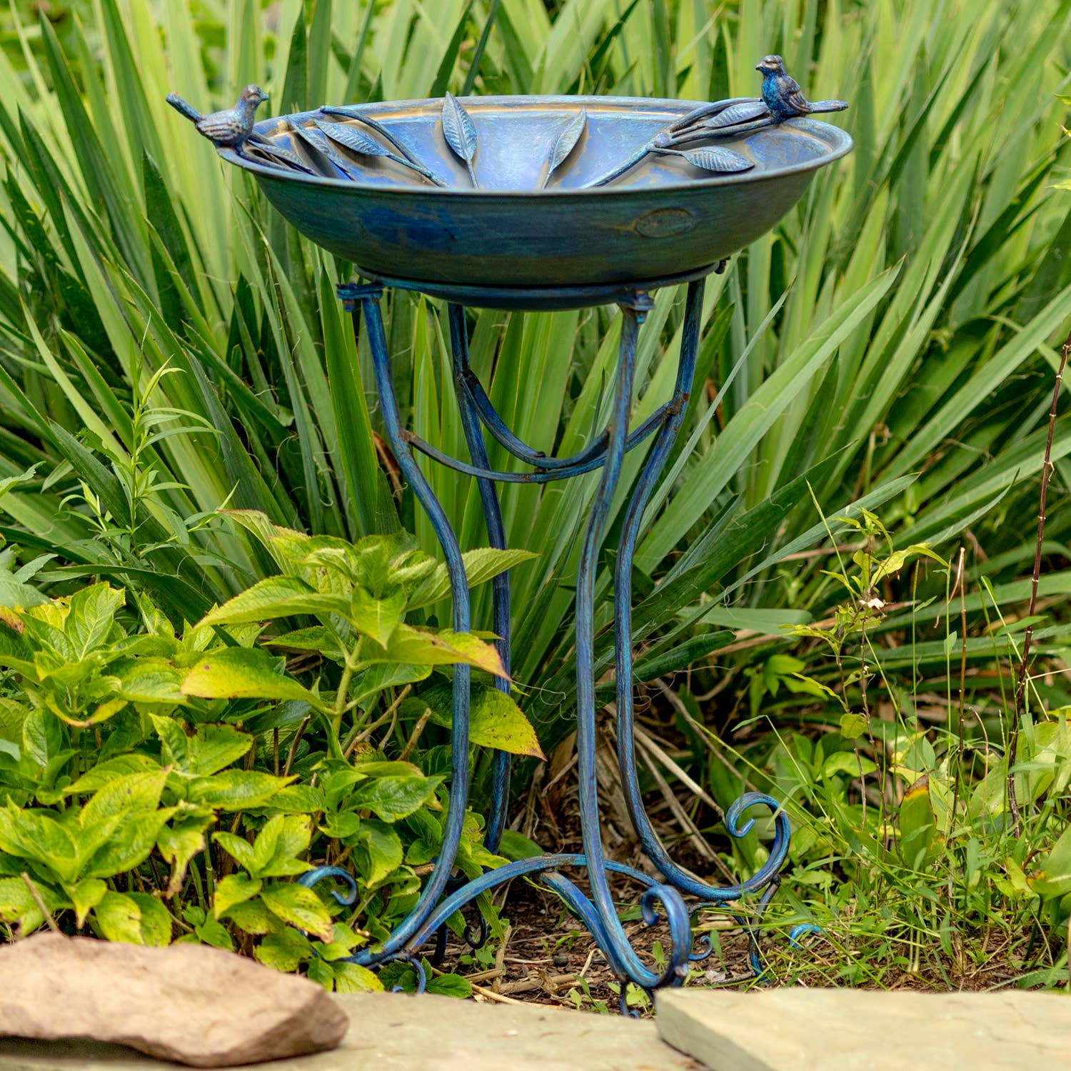Zaer Ltd. International - Wholesale Bird Bath - "Two Birds" Iron Birdbath - 3 Color Options12