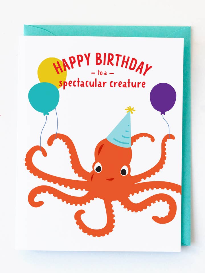 Spectacular Creature birthday card | octopus greeting card for wholesale by Graphic Anthology Greeting Cards