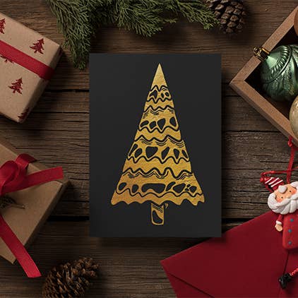 Snowy Tree Gold Foil Card por atacado de Ren Butler Design