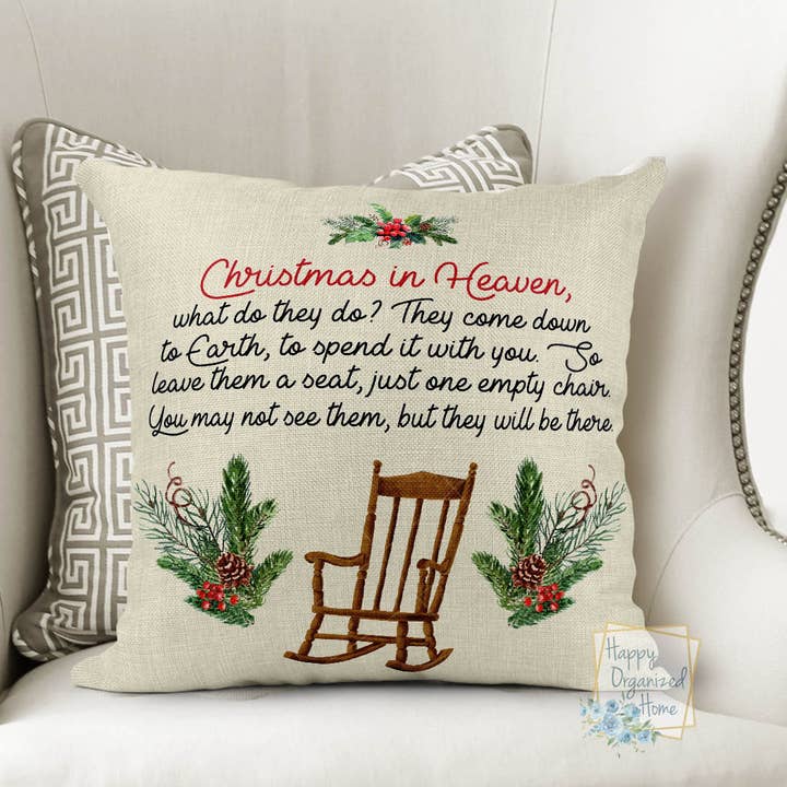Christmas In Heaven Memorial Pillow Cover Christmas Printed for wholesale by Happy Organized Home