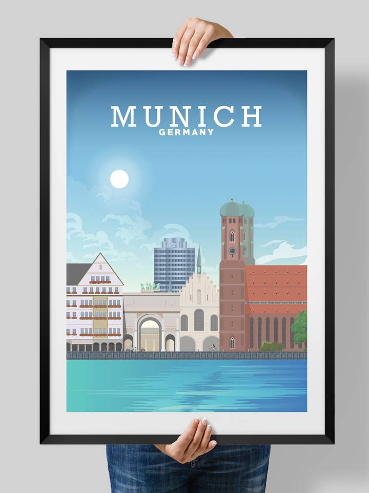 Cartel de Múnich, impresión de Múnich, arte de viaje de Alemania para venta al por mayor de Hillview Prints