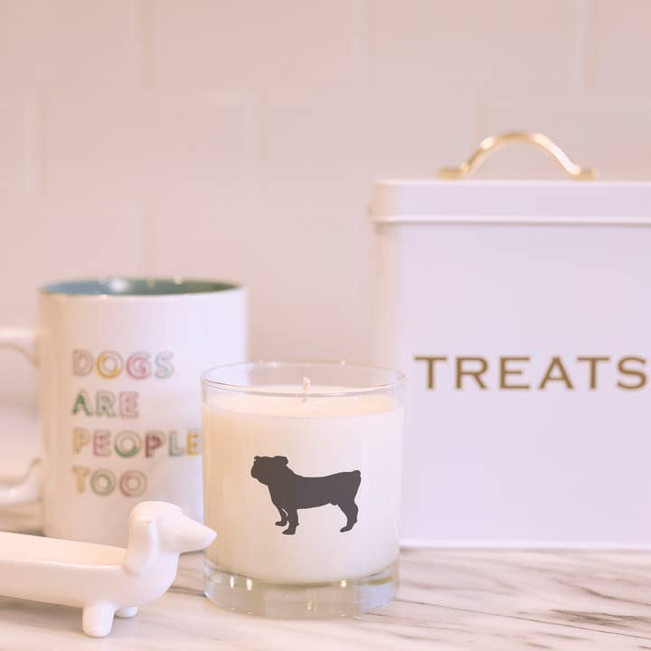 Scripted Fragrance - Wholesale Jar/Filled Candle - Bulldog Dog Soy Candle in Drinking Glass Two-In-One Gift6