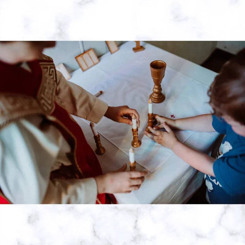 worthy of Agape - Wholesale Building Set - Kids - Natural Wood Traditional Latin Mass Set5