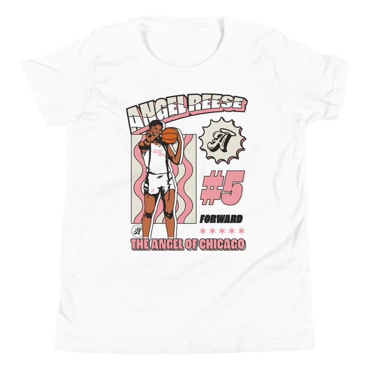 Angel Reese "Angel in Chicago" Youth T-shirt White for wholesale by Athlete Studio