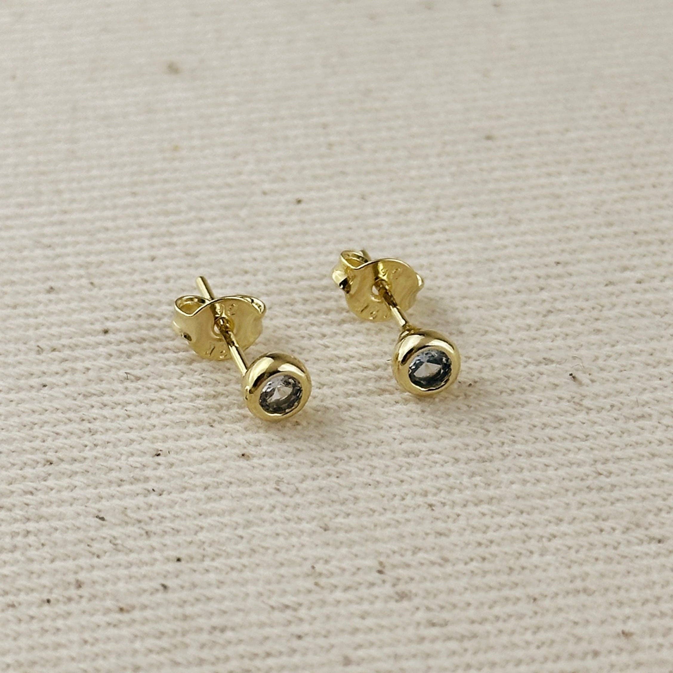 GoldFi - Wholesale Stud/Post Earrings - 18K Gold Filled Dainty Bezel CZ Birthstone Stud Earrings2