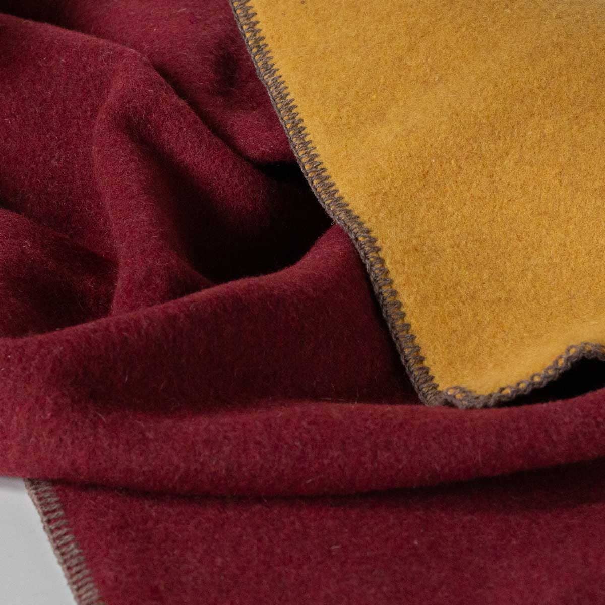MoST - Wholesale Bedding Blanket - Merino wool bed blanket WINE & HONEY - single - red/yellow3