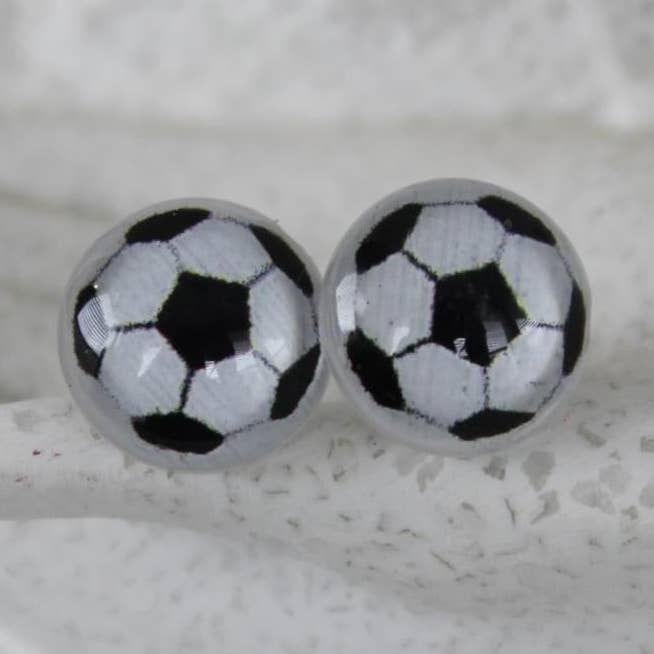 Pendientes de balón de fútbol de 10 mm para venta al por mayor de Fiddle & Fox