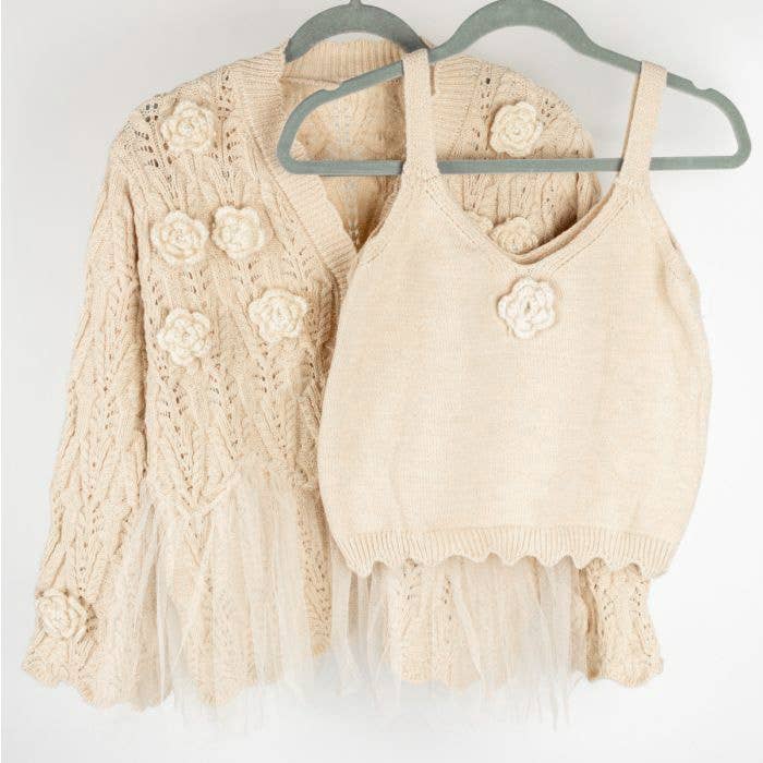 PEACH ACCESSORIES - Wholesale Cardigan - Dames - Superzacht vest met rozenbloemdetails SK13115