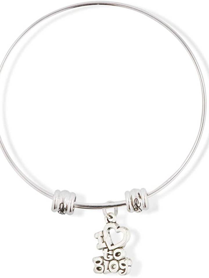Jag älskar att blogga text Fancy Charm Bangle för wholesale av Dave The Bunny
