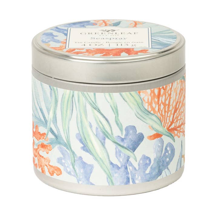 Greenleaf Gifts - Wholesale Jar/Filled Candle - Seaspray Tin Candle 6pk0