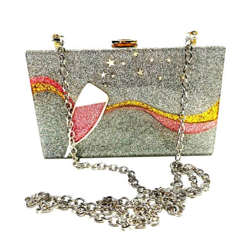 ✨ Glittery Girls’ Night Out Purse – Pink Champagne Glass 💖 for wholesale by Dakopazh