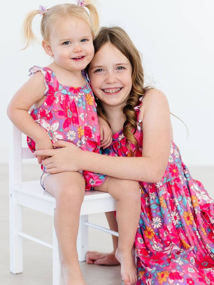 Mila & Rose - Wholesale Bodysuit (Non-Footed) - Baby - Hawaiian Floral Ruffle Cross Back Romper