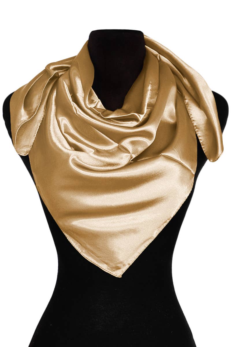 Cap Zone - Vente Écharpe – femme - Foulard carré brillant en satin polyester effet soie15