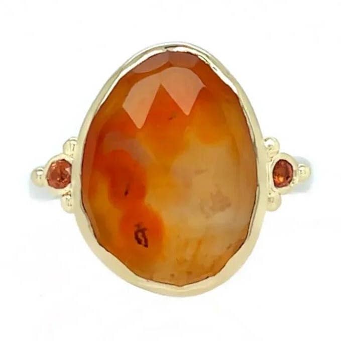 Karneol- och orange safirring i 14k guld och sterlingsilver för wholesale av Emily Amey Jewelry