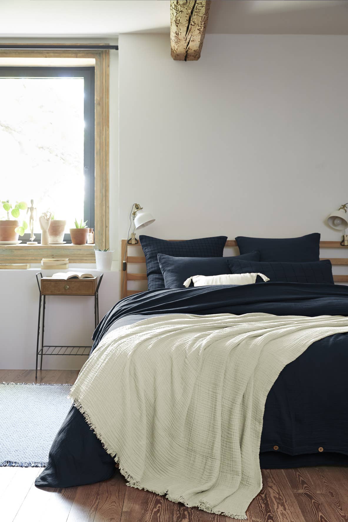 L'effet Papillon - Wholesale Throw Blanket - GAÏA fringed plaid 130 x 160 cm Vert d'eau2