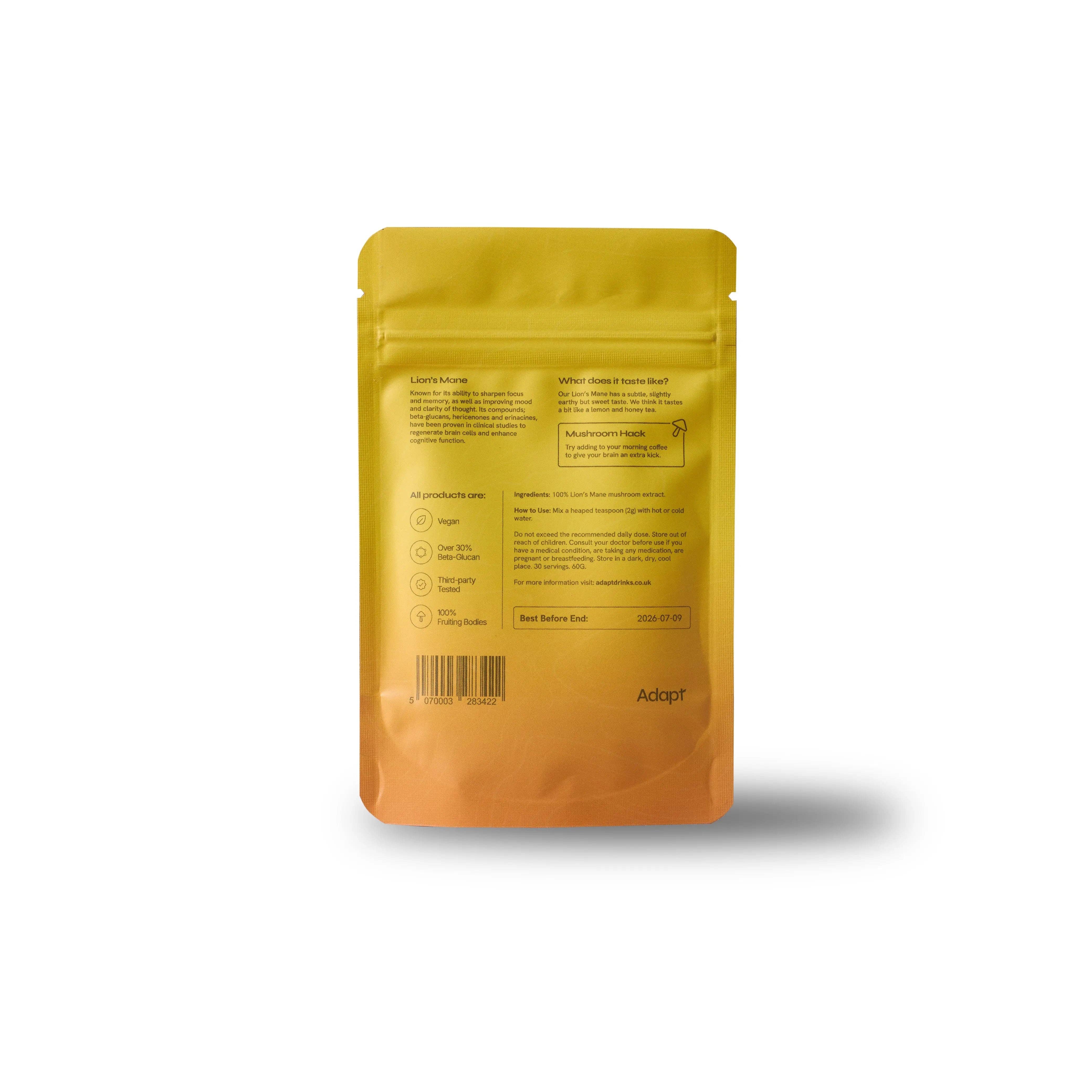 Adapt Drinks – wholesale Powdered health drink – Lion's Mane Powder • The Brain Mushroom1