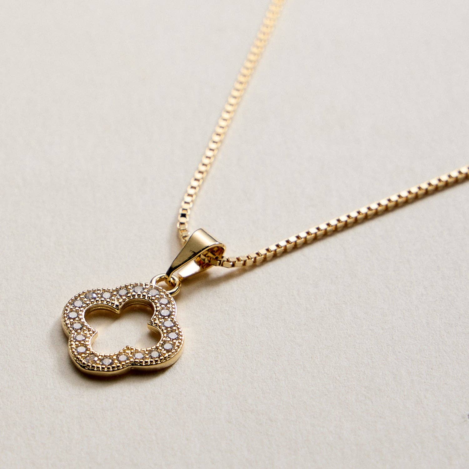 GD Gold Filled Four-Leaf Clover Pendant Necklace for wholesale on Faire2