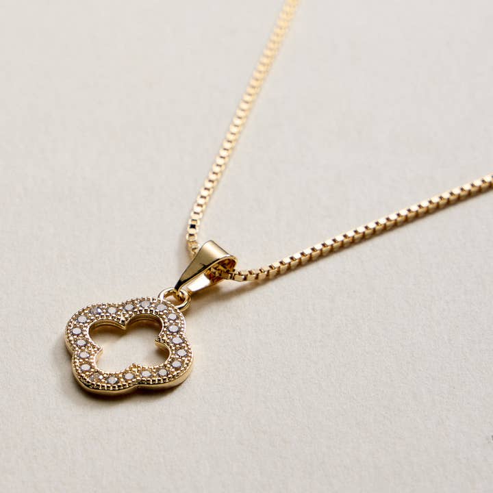 GD Gold Filled Four-Leaf Clover Pendant Necklace for wholesale on Faire2