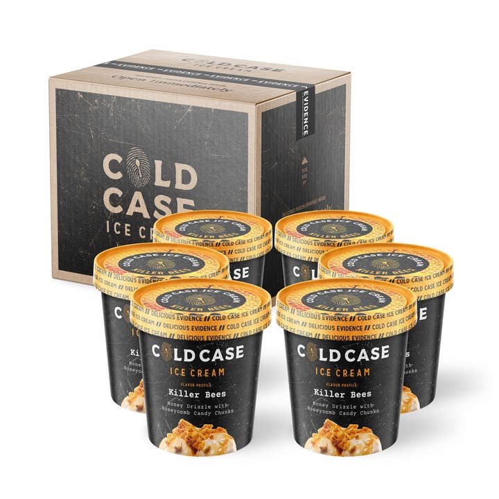 Vanilla Ice Cream with Honeycomb Candy & Honey Drizzle for wholesale by Cold Case Ice Cream