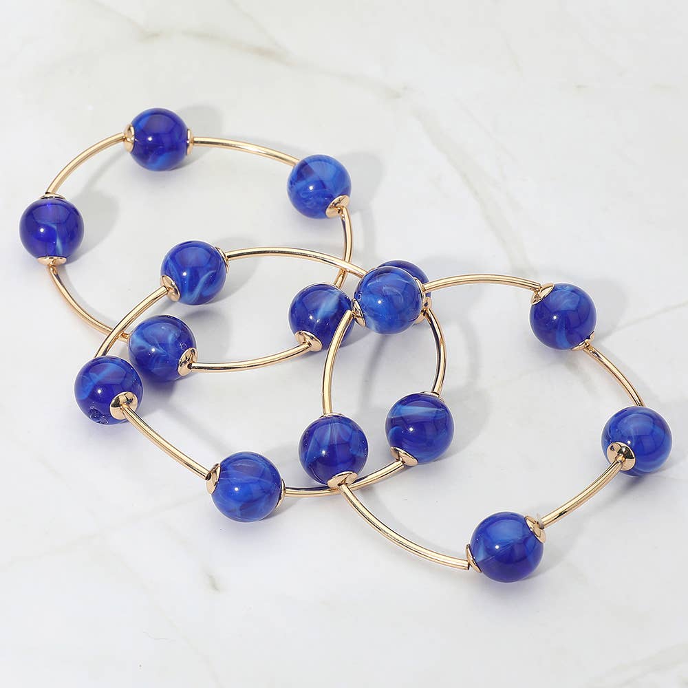 Sensibling Corp. - Wholesale Jewelry Set - 3PCS - Round Ball Wire Beaded Stretch Multi Layered Bracelets17