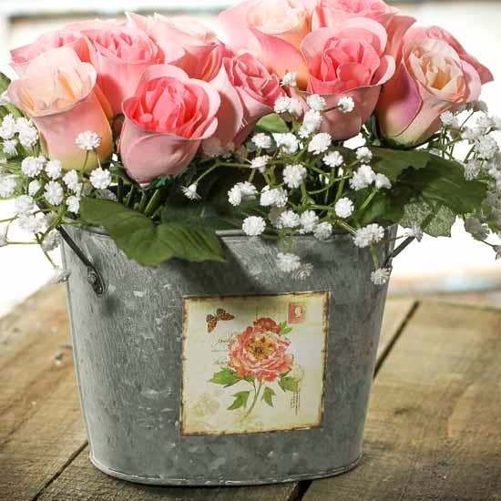 Factory Direct Craft – wholesale Spannar och hinkar – Oval blomkruka i galvaniserad metall, 15 x 12,5 cm1