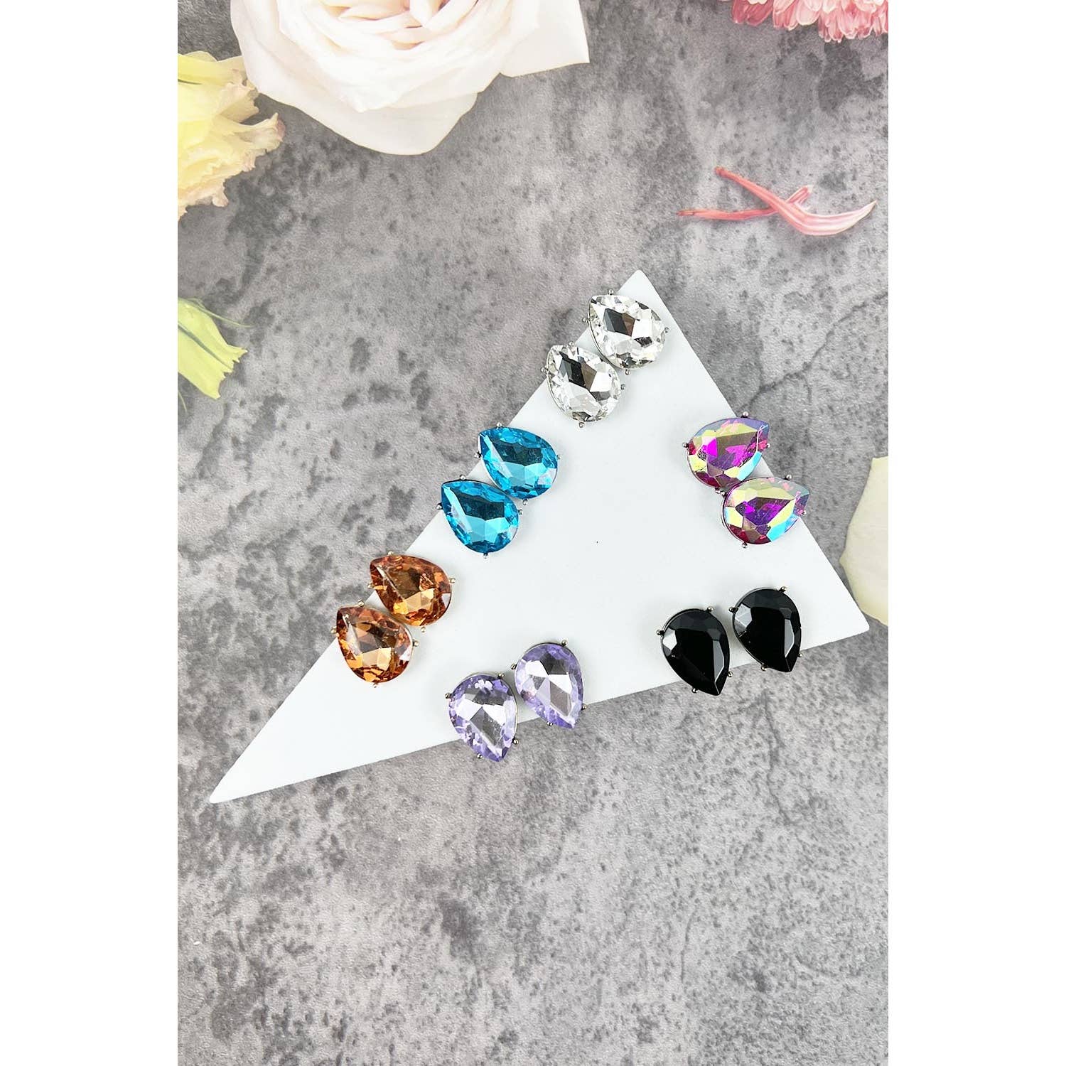 JHP Collection - Wholesale Stud/Post Earrings - TEAR DROP CRYSTAL OVAL STUD EARRING16