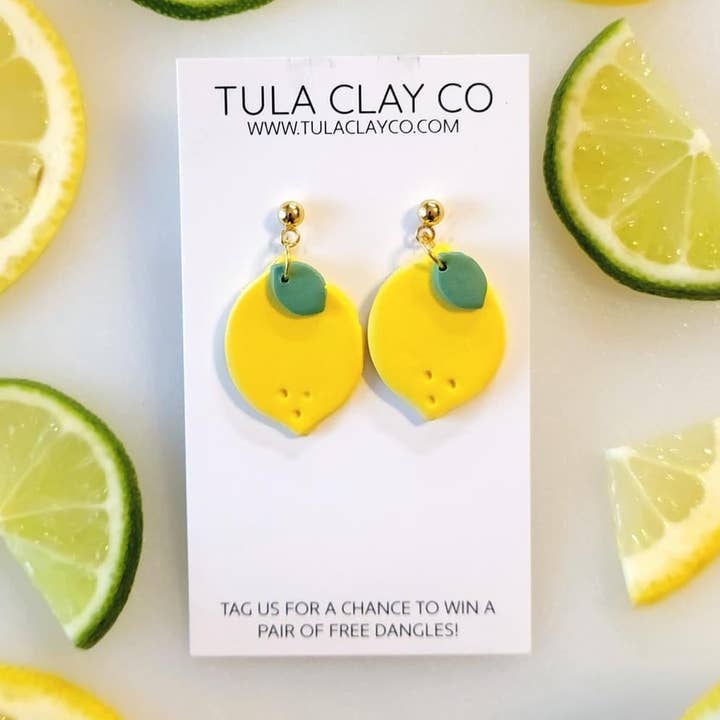 Citron Dingla Örhängen | Sommarörhängen för wholesale av TuLa Clay Co