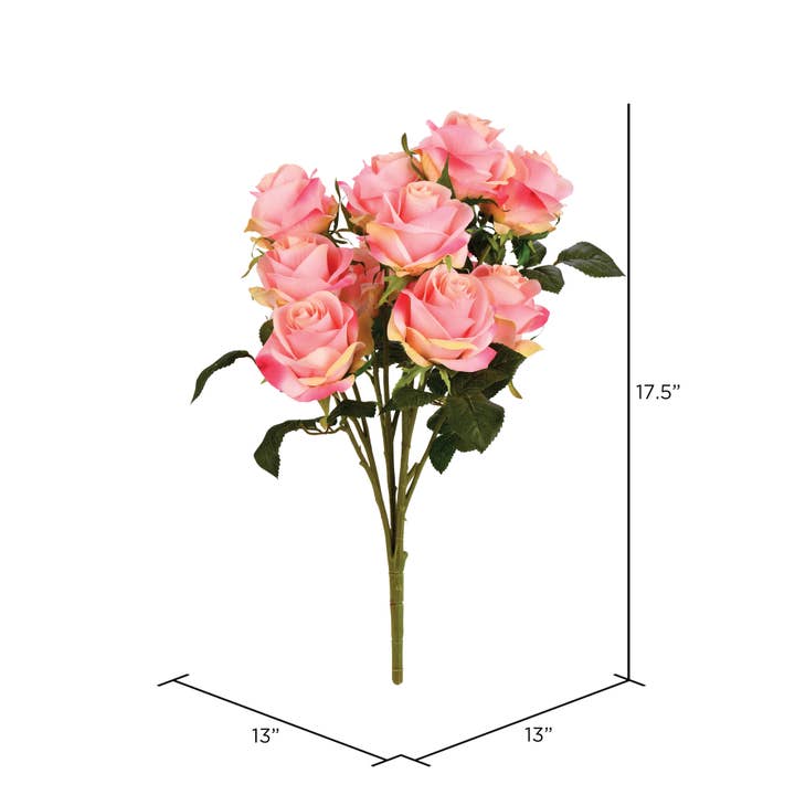 Vickerman 17.5" Artificial Pink Rose Bush. for wholesale on Faire1