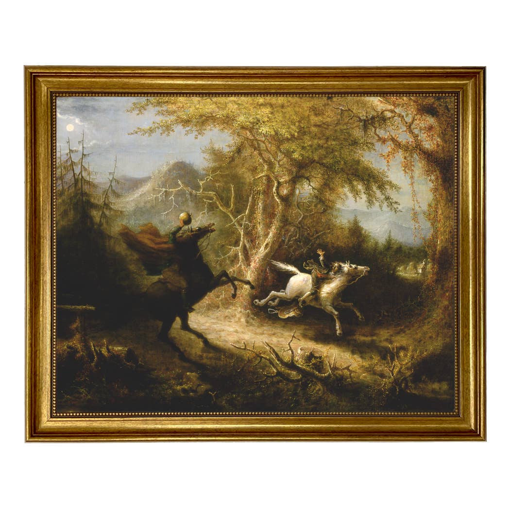 Madison Bay Co. - Historical Home Decor Reproductions - Wholesale Schilderen/Tekenen - Schilderijafdruk van de Ruiter zonder Hoofd die Ichabod Crane Achtervolgt4