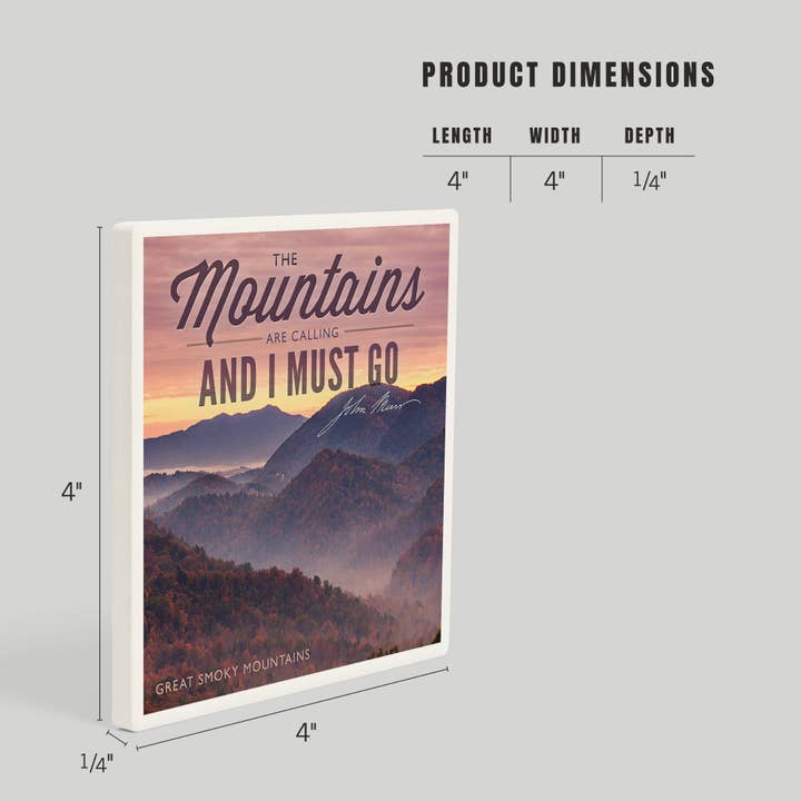 Lantern Press - Wholesale Coasters - CERAMIC COASTER Great Smoky Mountains, Mountains Calling4