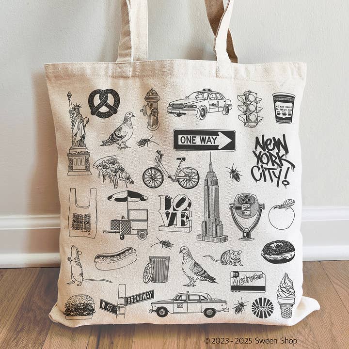 Sac fourre-tout en toile de coton NYC pour cadeau de New York. pour la vente par Sween Shop