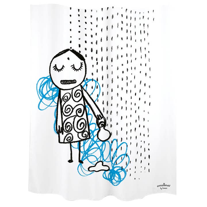 Rideau de bain « Indian » en polyester blanc pour la vente par Laroom