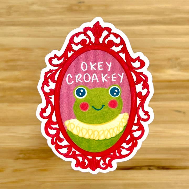 Okey Croak-ey | Vinyl Sticker voor wholesale door Janine Payne Illustrations