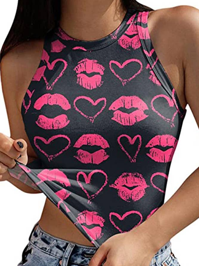 UNISHE - Wholesale Tank top – Women′s - Sleeveless Printing Crop Top YDL0161