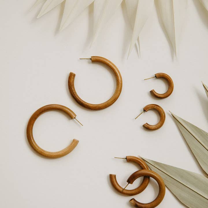 Rover & Kin - Wholesale Hoop Earrings - Wood Essential Hoops3