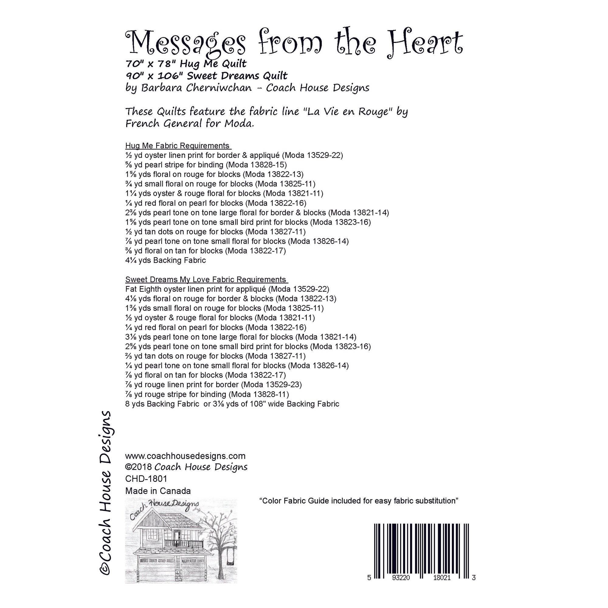 Coach House Designs - Wholesale Quilt - Messages from the Heart Quilt Pattern4
