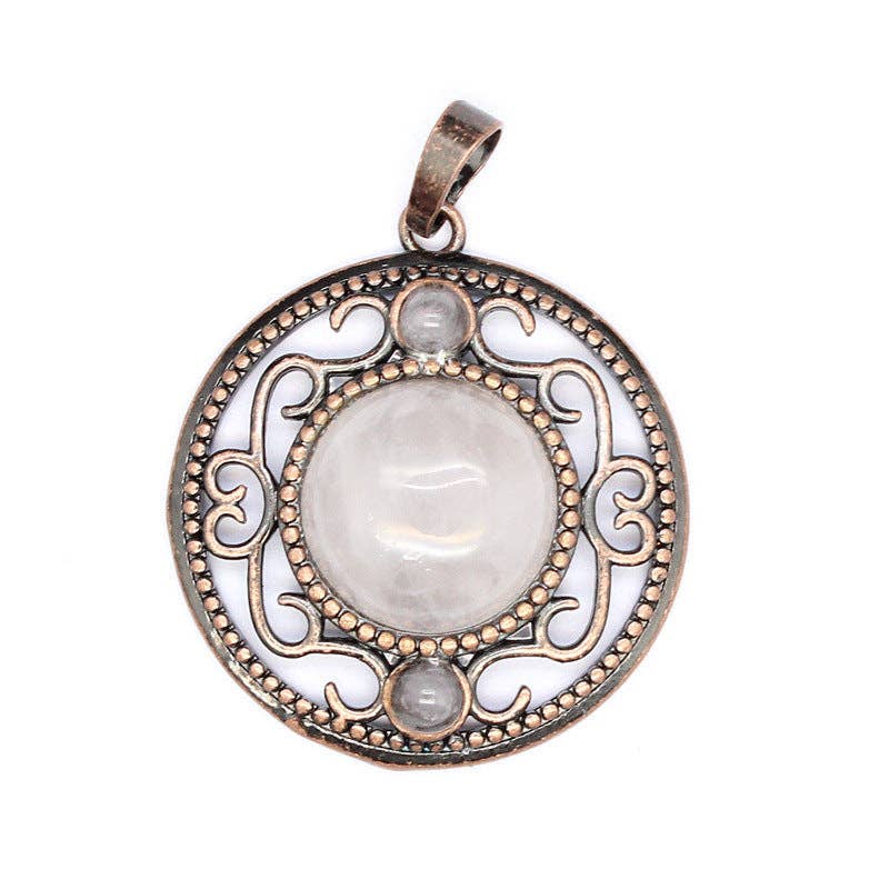 Mio Queena - Wholesale Individual Charm/Pendant - Vintage Natural Stone Hollow Circular Charm  Pendant - CS3