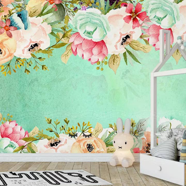 Mediterranean Soft Flower Vine Blossom Floral Wallpaper for wholesale by GK Home Decor