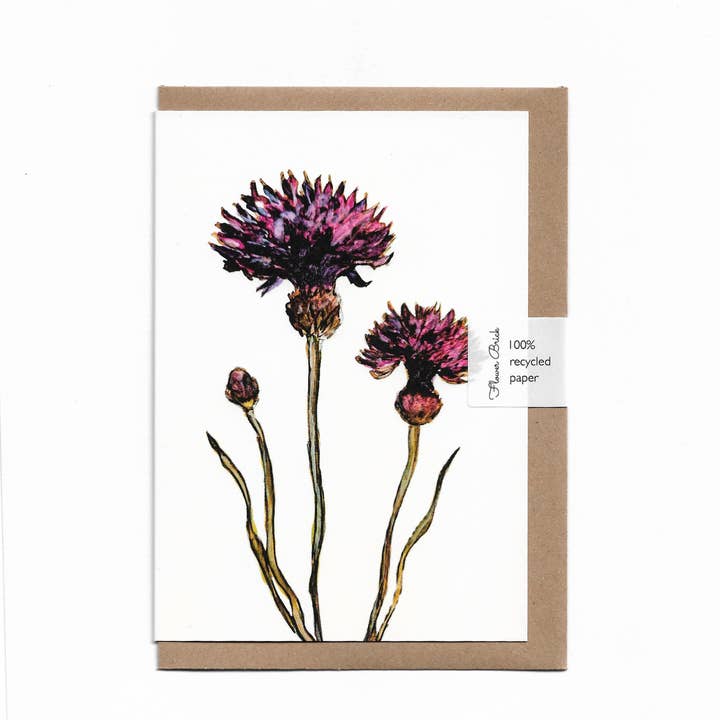 Cartão de Cumprimentos A6 100% Reciclado "Flores de Milho Roxas" por atacado de Flower Brick